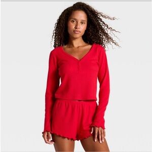 Auden 2 pc set, long sleeve with shorts size Large